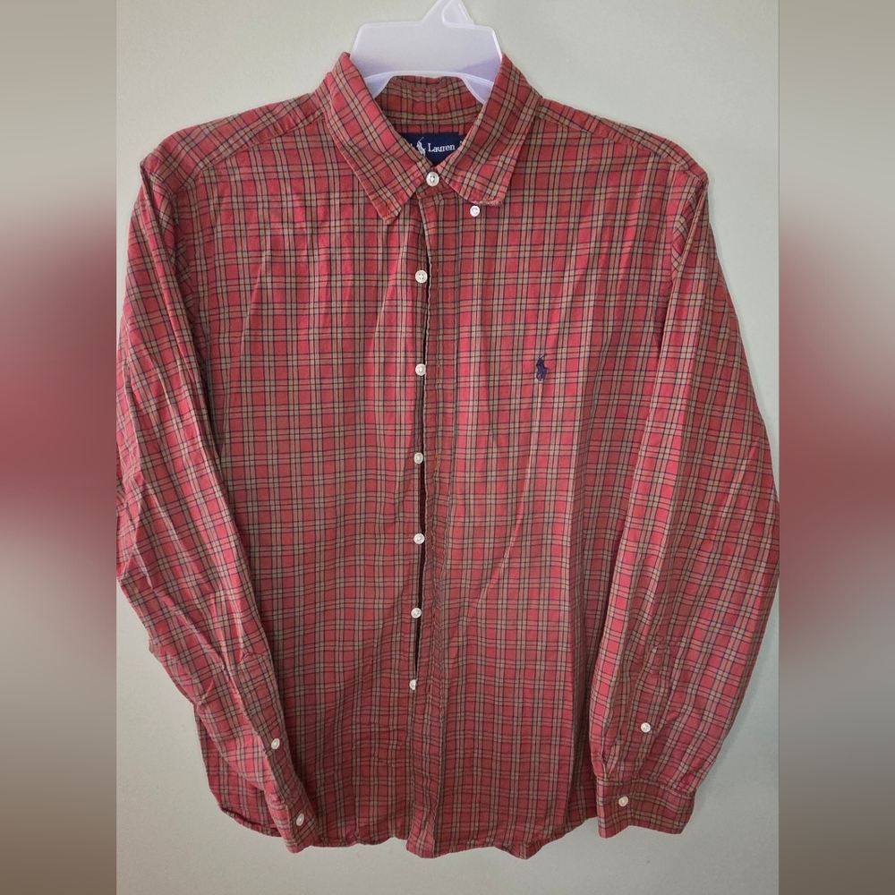 Ralph Lauren Classic Fit Button-Down Shirt Men’s XL – Red Plaid Long Sleeve